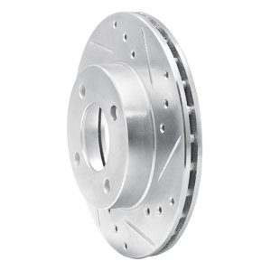 Dodge COLT Brake Rotor (1) - Front Right - R1 Concepts - Drilled & Slotted - Silver - `92-`00